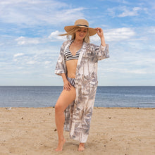 Load image into Gallery viewer, Women's Cotton Kimono Robe - Palm Allure