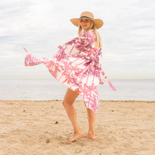 Load image into Gallery viewer, Women's Cotton Kimono Robe - Pink Palm