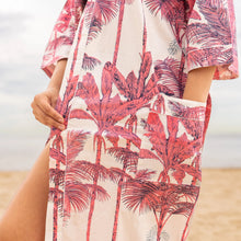 Load image into Gallery viewer, Women's Cotton Kimono Robe - Pink Palm