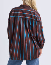 Load image into Gallery viewer, Saltair Shirt Chocolate With Blue Stripe