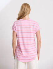 Load image into Gallery viewer, Soho Cuff V Tee - Candy with Red Stripe
