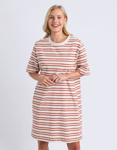 Load image into Gallery viewer, Rouge Tee Dress Marshmellow/Tan Stripe