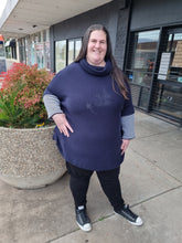 Load image into Gallery viewer, Knit Poncho With Cowel Neck - Navy 40% OFF AT CHECKOUT