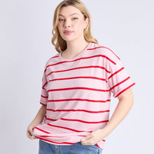 Load image into Gallery viewer, Halli Tee - Pink Lady and Poppy Stripe.