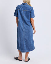 Load image into Gallery viewer, Ayla Denim Midi Dress - Mid Blue Wash