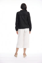 Load image into Gallery viewer, Linen Blend Jacket Fringe - Black