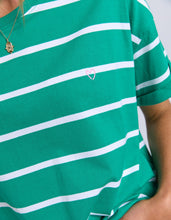 Load image into Gallery viewer, Halli Short Sleeve Stripe Tee Virdis Green/White