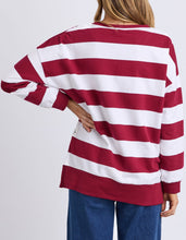 Load image into Gallery viewer, Billie Block Stripe Crew Maroon/White