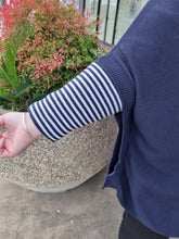 Load image into Gallery viewer, Knit Poncho With Cowel Neck - Navy 40% OFF AT CHECKOUT