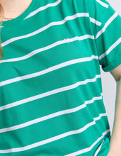 Load image into Gallery viewer, Halli Short Sleeve Stripe Tee Virdis Green/White