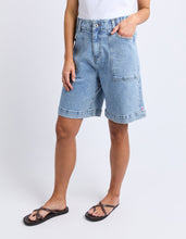 Load image into Gallery viewer, Atlas Long Denim Short Mid Blue Wash