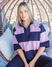 Load image into Gallery viewer, Freedom Rugby Sweat - Pink & Navy Stripe
