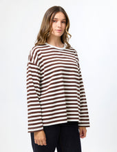 Load image into Gallery viewer, Drop Shoulder Tee - Choc Stripe