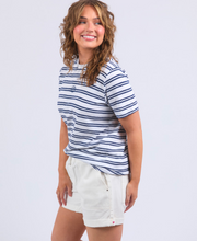Load image into Gallery viewer, Brio Tee White & Black Stripe