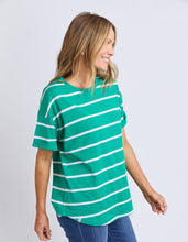 Load image into Gallery viewer, Halli Short Sleeve Stripe Tee Virdis Green/White