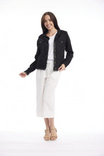 Load image into Gallery viewer, Linen Blend Jacket Fringe - Black