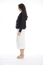 Load image into Gallery viewer, Linen Blend Jacket Fringe - Black