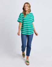 Load image into Gallery viewer, Halli Short Sleeve Stripe Tee Virdis Green/White
