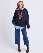 Load image into Gallery viewer, Lobster Intarsia Knit - Navy/Cranberry
