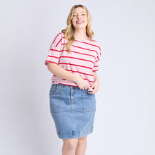 Load image into Gallery viewer, Halli Tee - Pink Lady and Poppy Stripe.