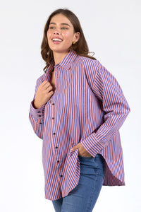Elm Lifestyle Lila Stripe Shirt - French Blue & Charm Pink