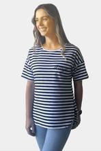 Load image into Gallery viewer, Stripe &amp; Embroidery Letter Tee
