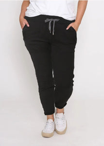 Riley stretch denim jogger - black