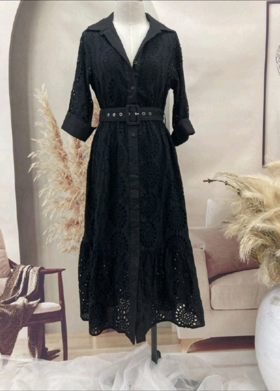 Lace maxi dress - Black