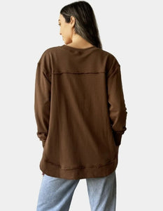 Embroidered Sweatshirt - Chocolate