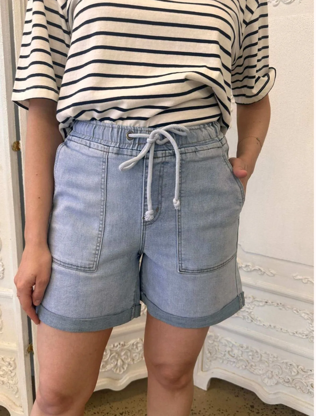 Patch Pocket Denim Shorts