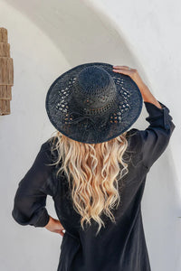 Woven Wide Brim Hat - Black