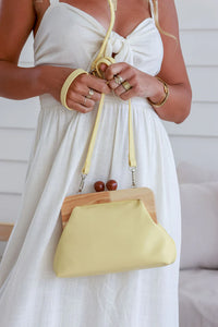 Wooden Frame Clutch - Lemon