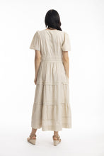 Load image into Gallery viewer, Poplin Maxi Dress with Ruched Waist - Sand
