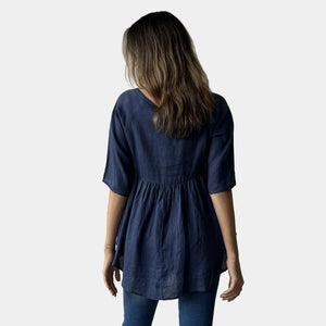 100 % linen top - Navy