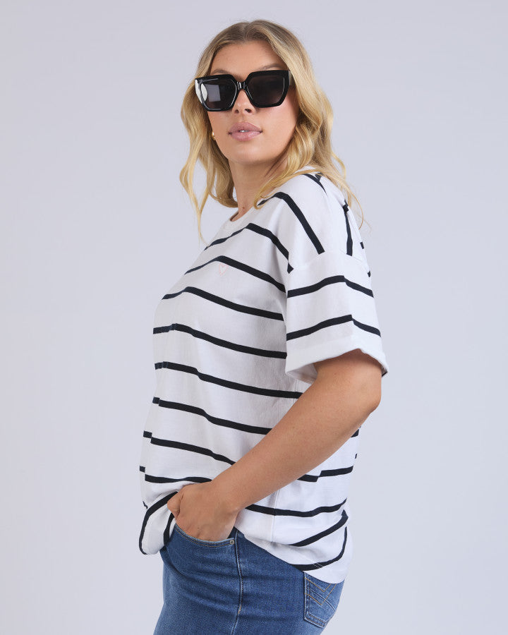 Halli Stripe Tee - Black and White