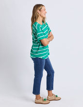 Load image into Gallery viewer, Halli Short Sleeve Stripe Tee Virdis Green/White
