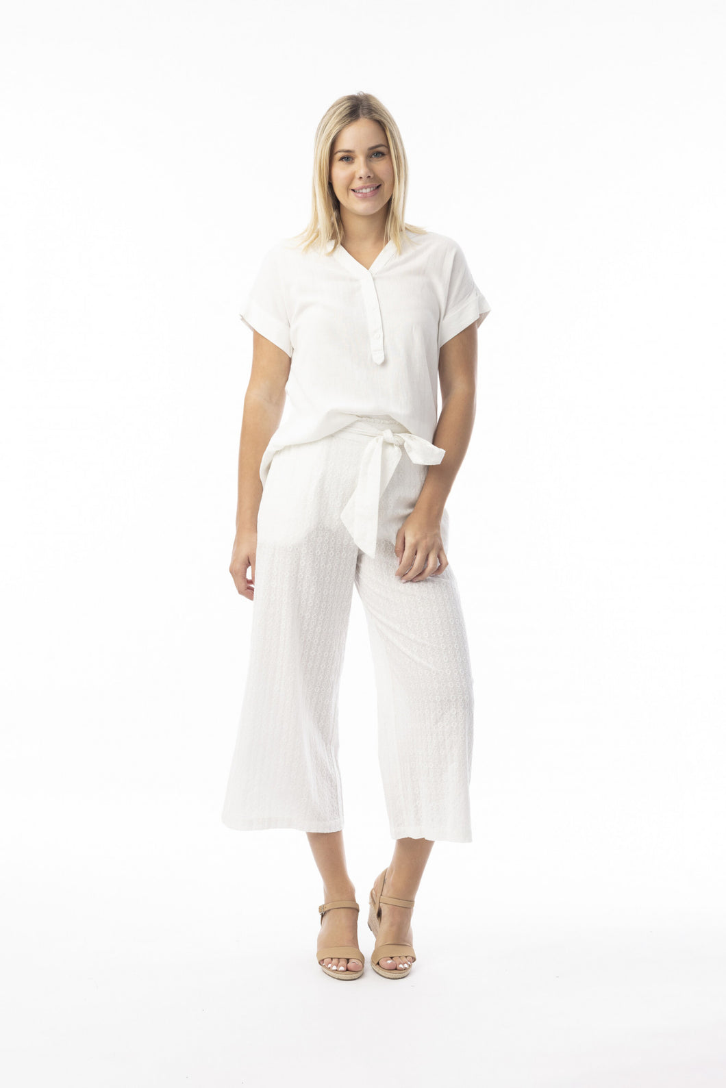 Broderie Pant - White
