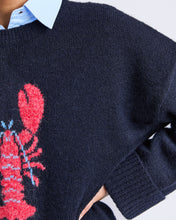 Load image into Gallery viewer, Lobster Intarsia Knit - Navy/Cranberry
