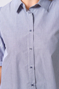 Asha Blouse - Navy White Stripe