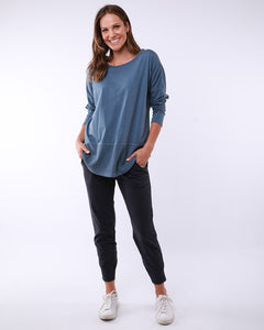 Rib Long Sleeve - Steel Blue