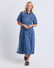 Load image into Gallery viewer, Ayla Denim Midi Dress - Mid Blue Wash
