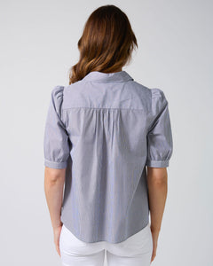 Asha Blouse - Navy White Stripe