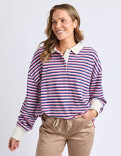 Load image into Gallery viewer, Riviera Polo Sweater Navy &amp; Red Stripe
