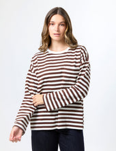 Load image into Gallery viewer, Drop Shoulder Tee - Choc Stripe
