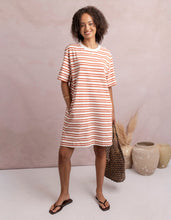 Load image into Gallery viewer, Rouge Tee Dress Marshmellow/Tan Stripe
