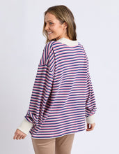 Load image into Gallery viewer, Riviera Polo Sweater Navy &amp; Red Stripe
