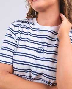 Brio Tee White & Black Stripe