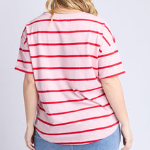 Load image into Gallery viewer, Halli Tee - Pink Lady and Poppy Stripe.
