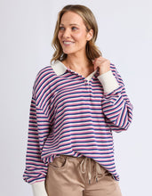 Load image into Gallery viewer, Riviera Polo Sweater Navy &amp; Red Stripe
