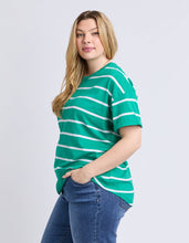Load image into Gallery viewer, Halli Short Sleeve Stripe Tee Virdis Green/White
